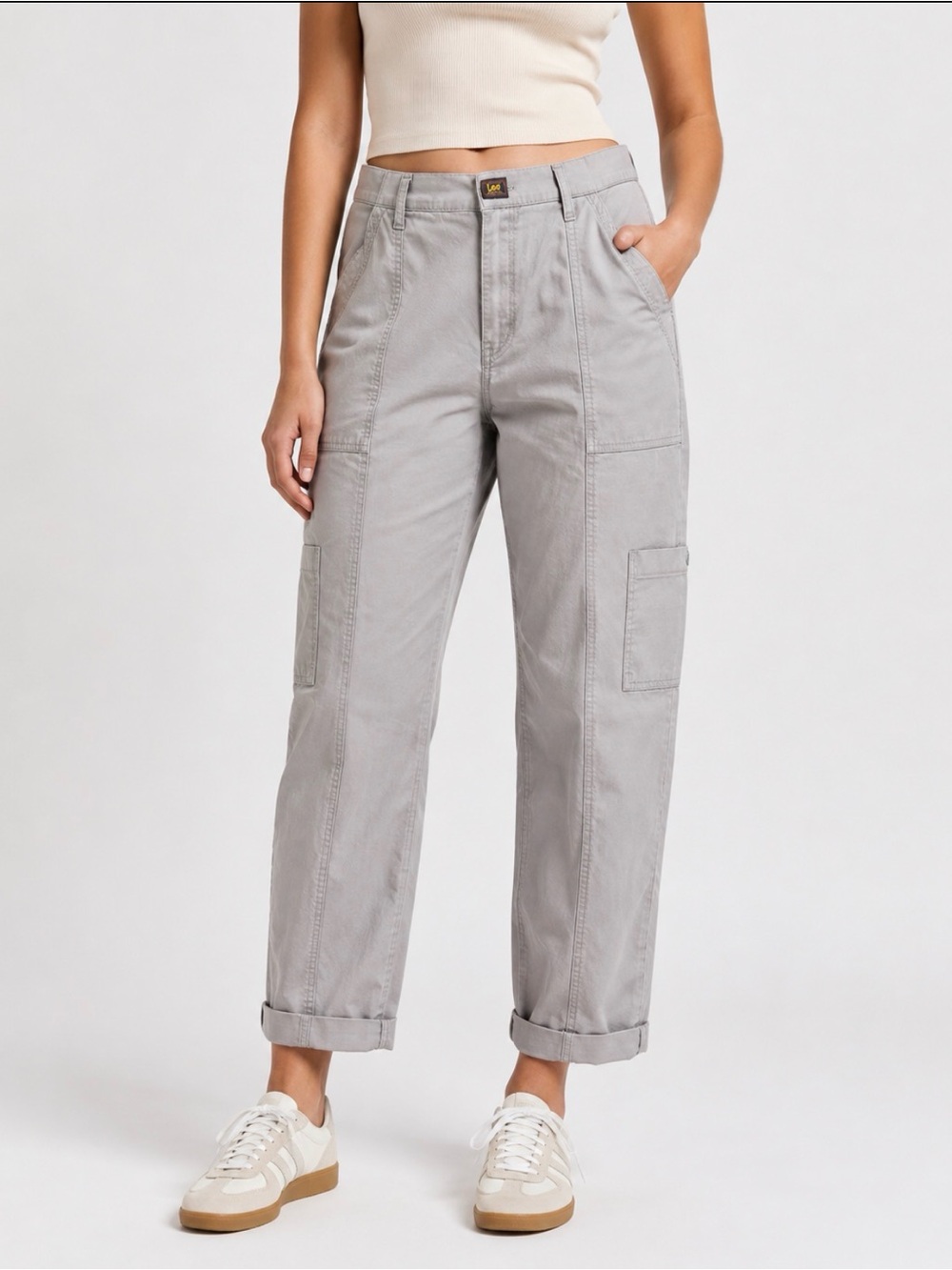 Lee Women’s Gray Utility Capri Pants Cropped Straight Leg NWT(size 14)